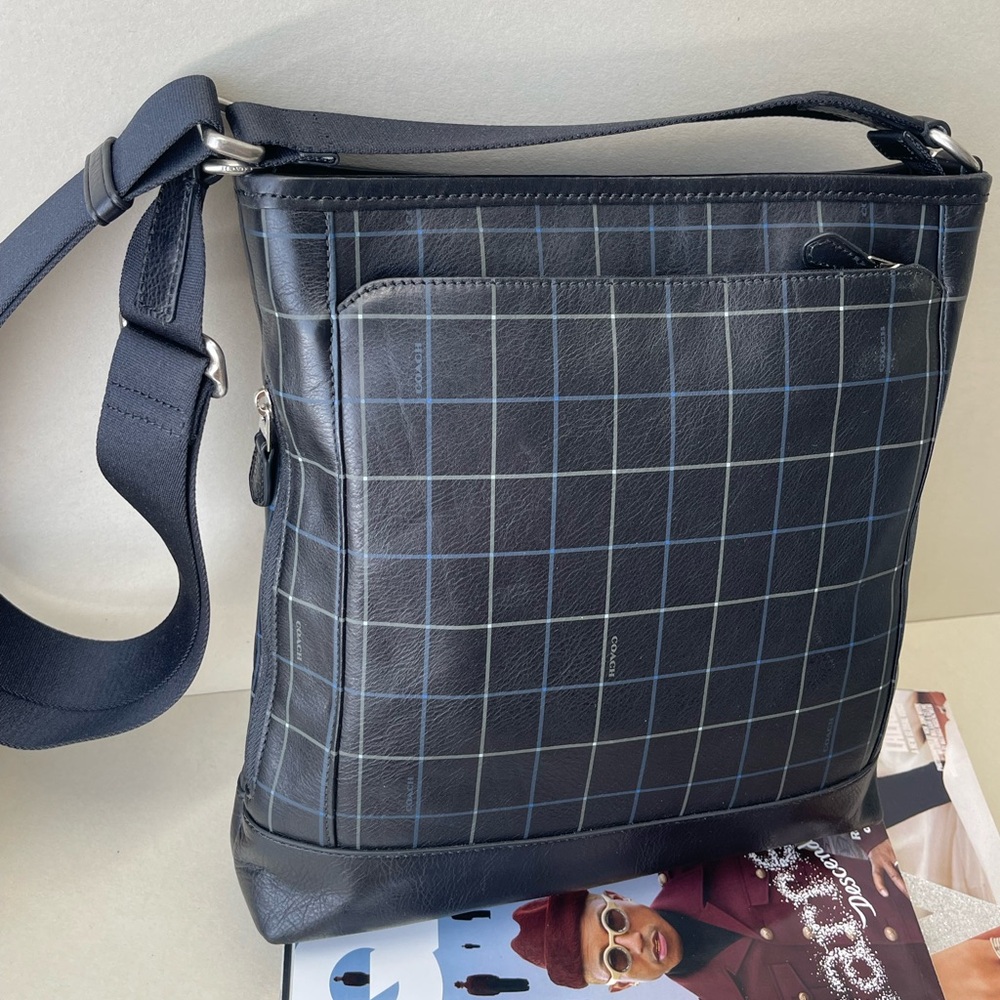 (new+tag) Coach F71757 Men/Unisex tech crossbody full leather black tattersall - Picture 4 of 16